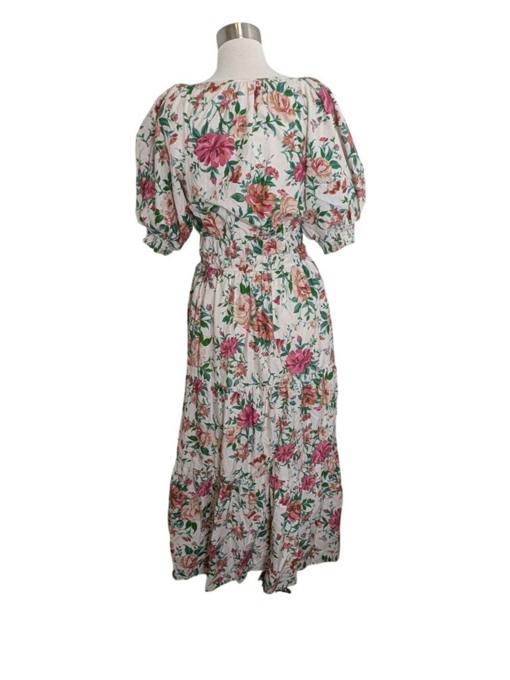 Anthropologie Somerset Floral Maxi Dress Puff-Sleeve Edition White Pink Sz S - Picture 6 of 16